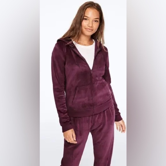 PINK Victoria's Secret Tops - NWOT PINK Victoria's Secret Velour Full Zip Hoodie